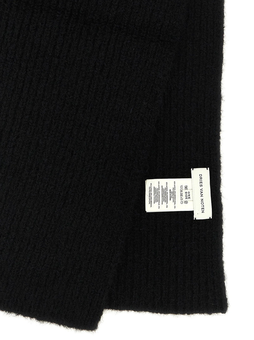 Dries Van Noten Black Wool Foulard
