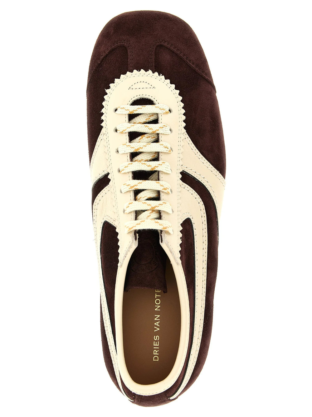 Dries Van Noten Bordeaux Kalvskinn Låga Sneakers