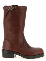 Dries Van Noten Brown Bovine Leather Ankle Boots