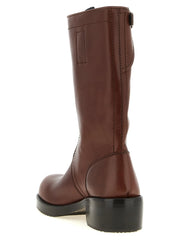 Dries Van Noten Brown Bovine Leather Ankle Boots