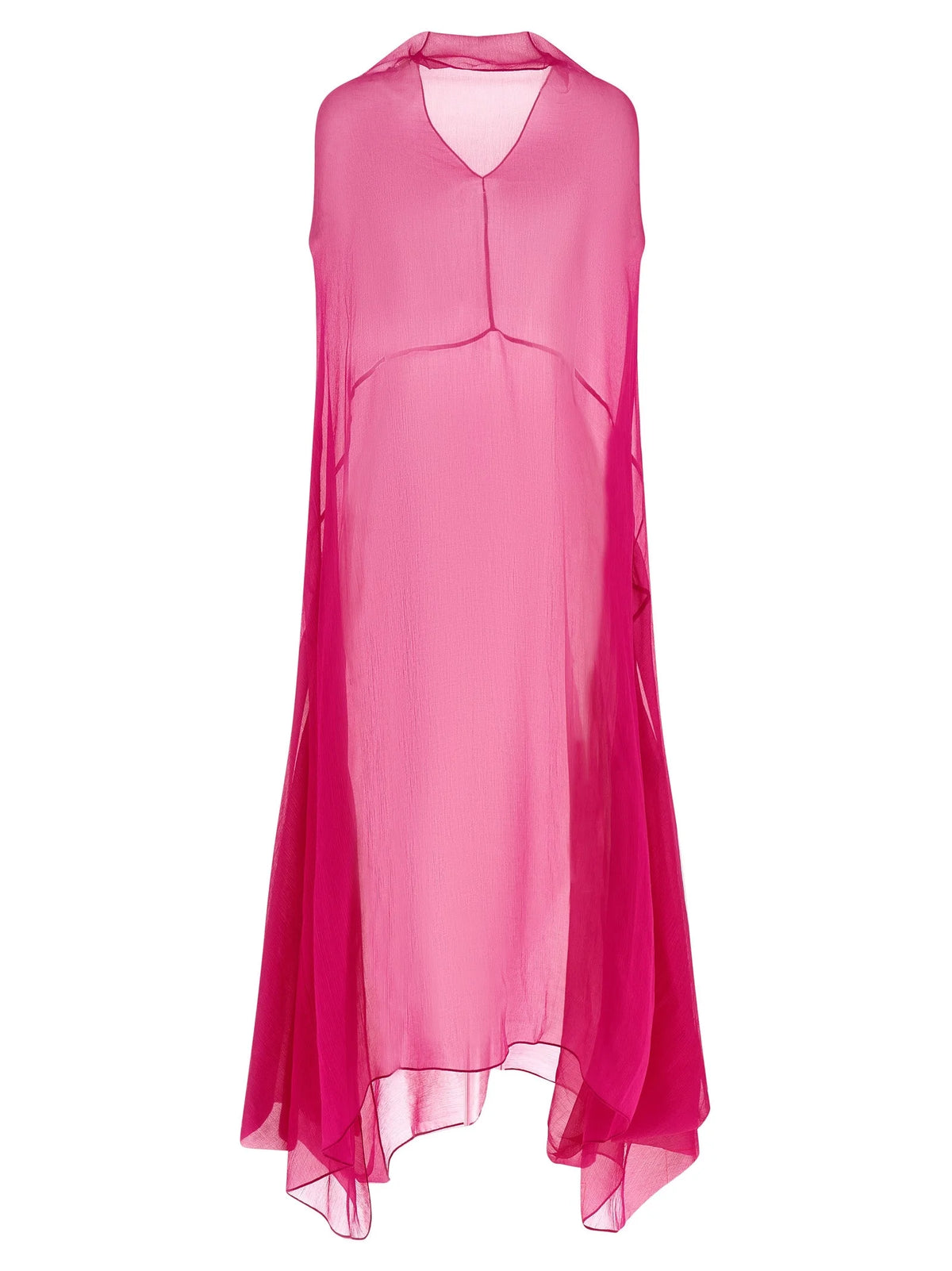 Dries Van Noten Fuchsia Silk Midi Dress - S