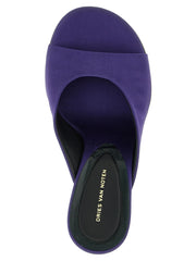 Dries Van Noten Purple Cotton Wedge Sandals