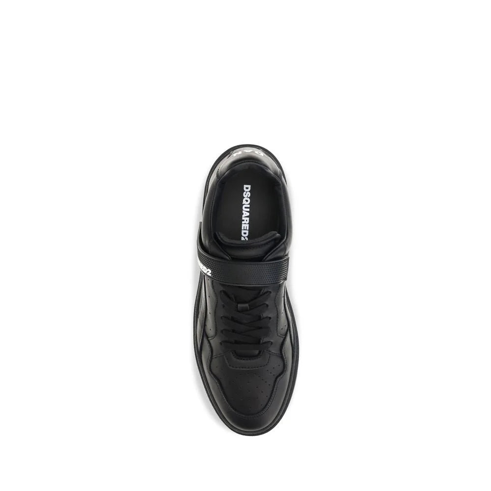 Dsquared² Black Calf Leather Bos Taurus Athletic Sneakers