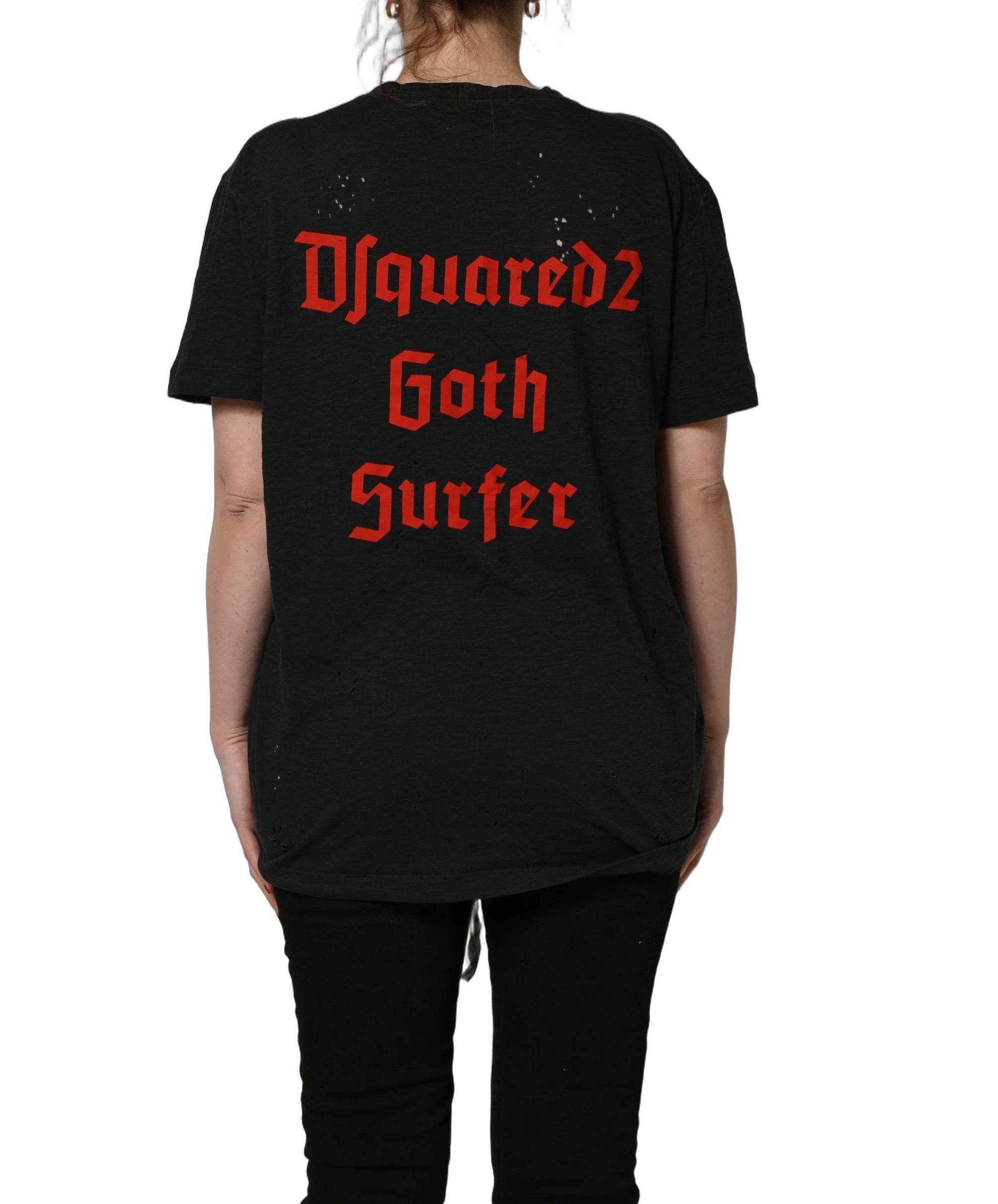 Dsquared² Black Chain Embellished Cotton Short Sleeve T-shirt - IT42|M