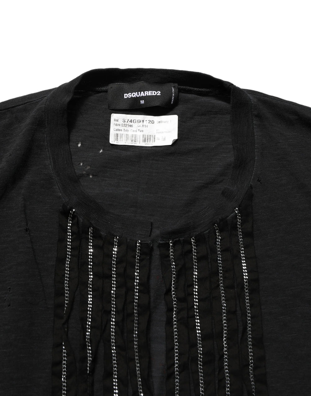Dsquared² Black Chain Embellished Cotton Short Sleeve T-shirt - IT42|M