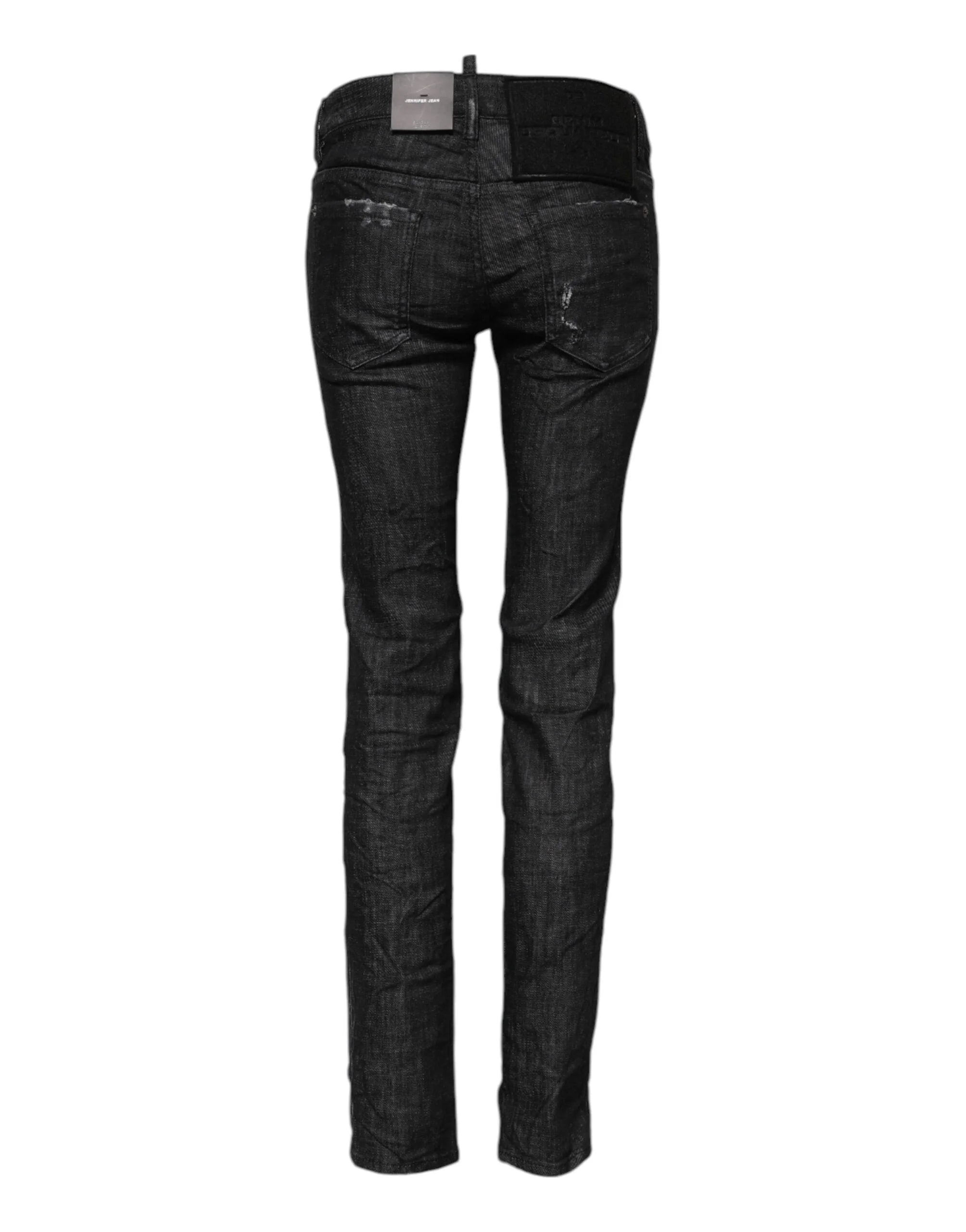 Dsquared² Black Cotton Low Waist Skinny Denim Jeans - IT38 | XS - Jeans