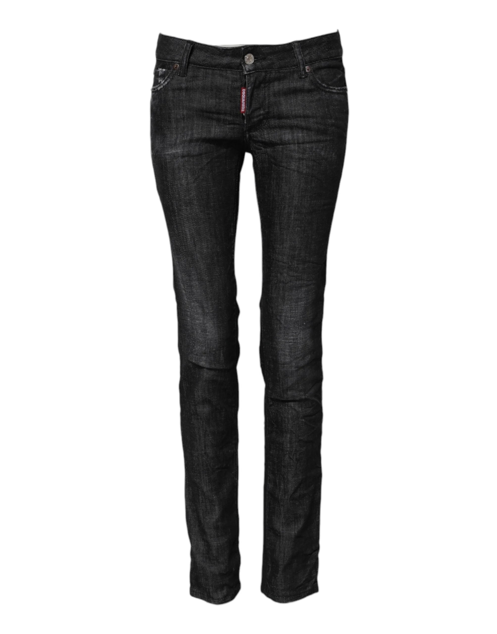 Dsquared² Black Cotton Low Waist Skinny Denim Jeans - IT38 | XS - Jeans