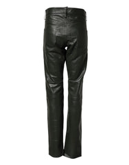 Dsquared² Black Full Grain Leather Mid Waist Trouser Pants - IT48 | M