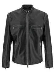 Dsquared² Black Leather Leather Jacket