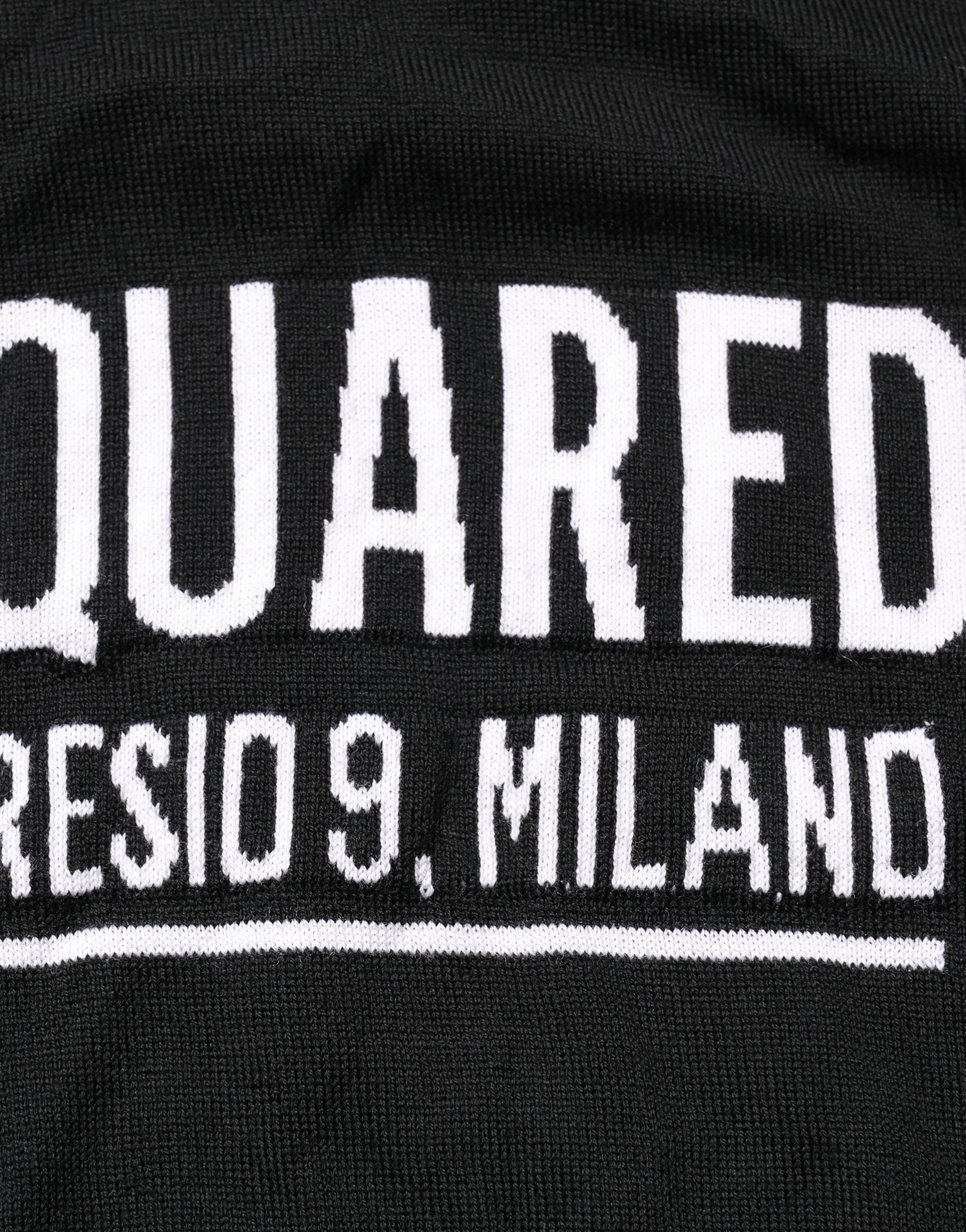 Dsquared² Czarny sweter z logo męski z dzianiny, dekolt okrągły - IT48 | M