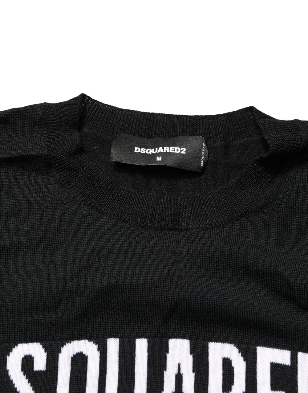 Dsquared² Czarny sweter z logo męski z dzianiny, dekolt okrągły - IT48 | M