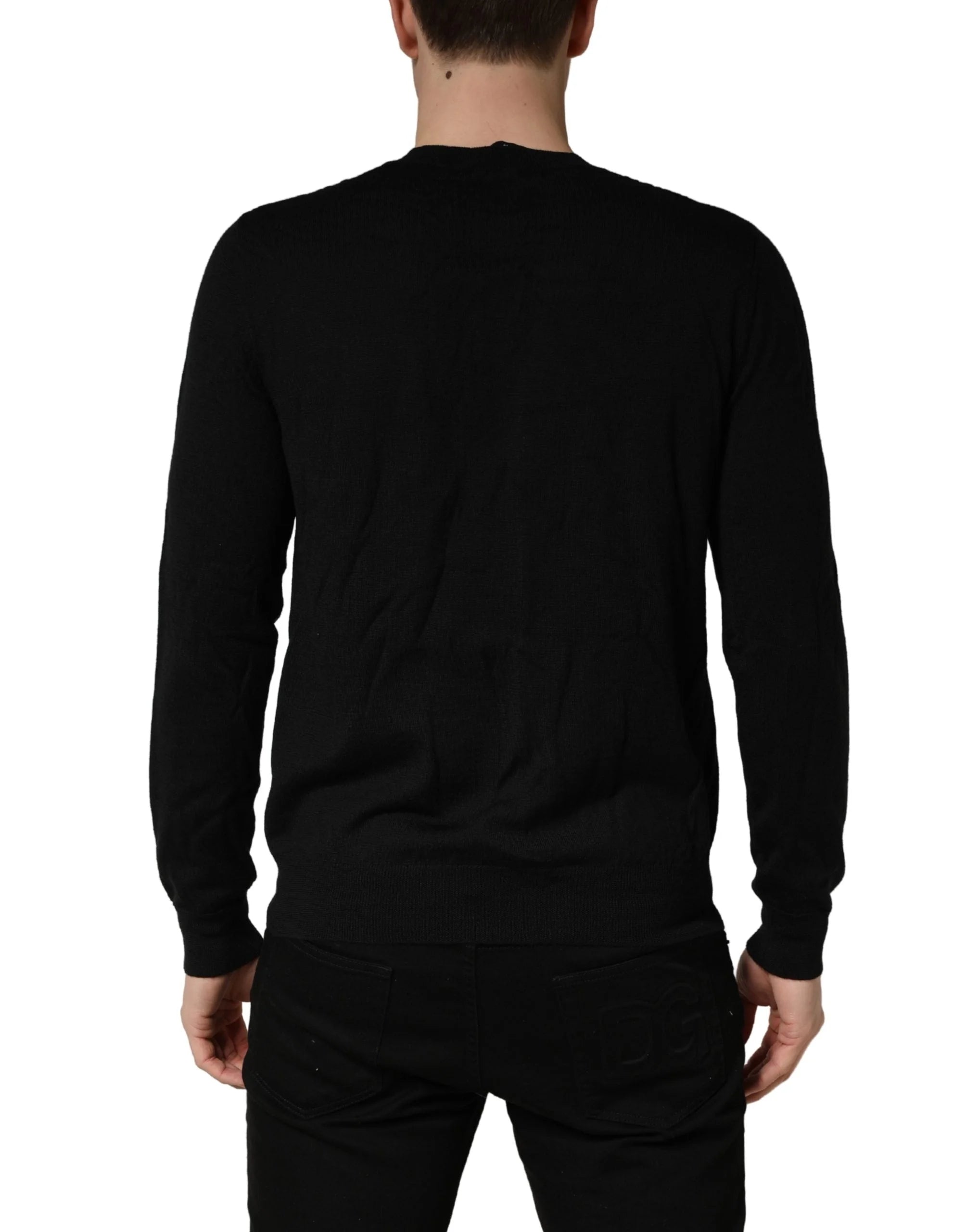 Dsquared² Czarny sweter z logo męski z dzianiny, dekolt okrągły - IT48 | M