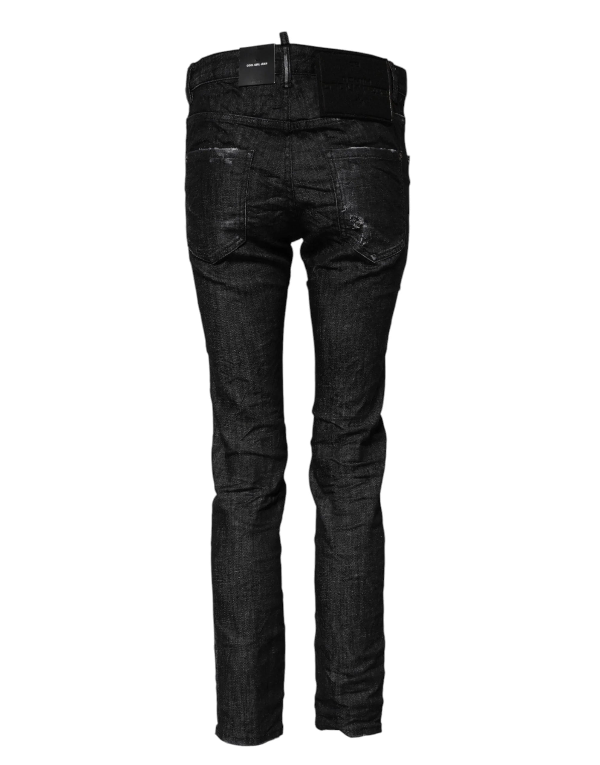 Dsquared² Black Washed Cotton Mid Waist Skinny Jeans - IT38 | XS - Jeans