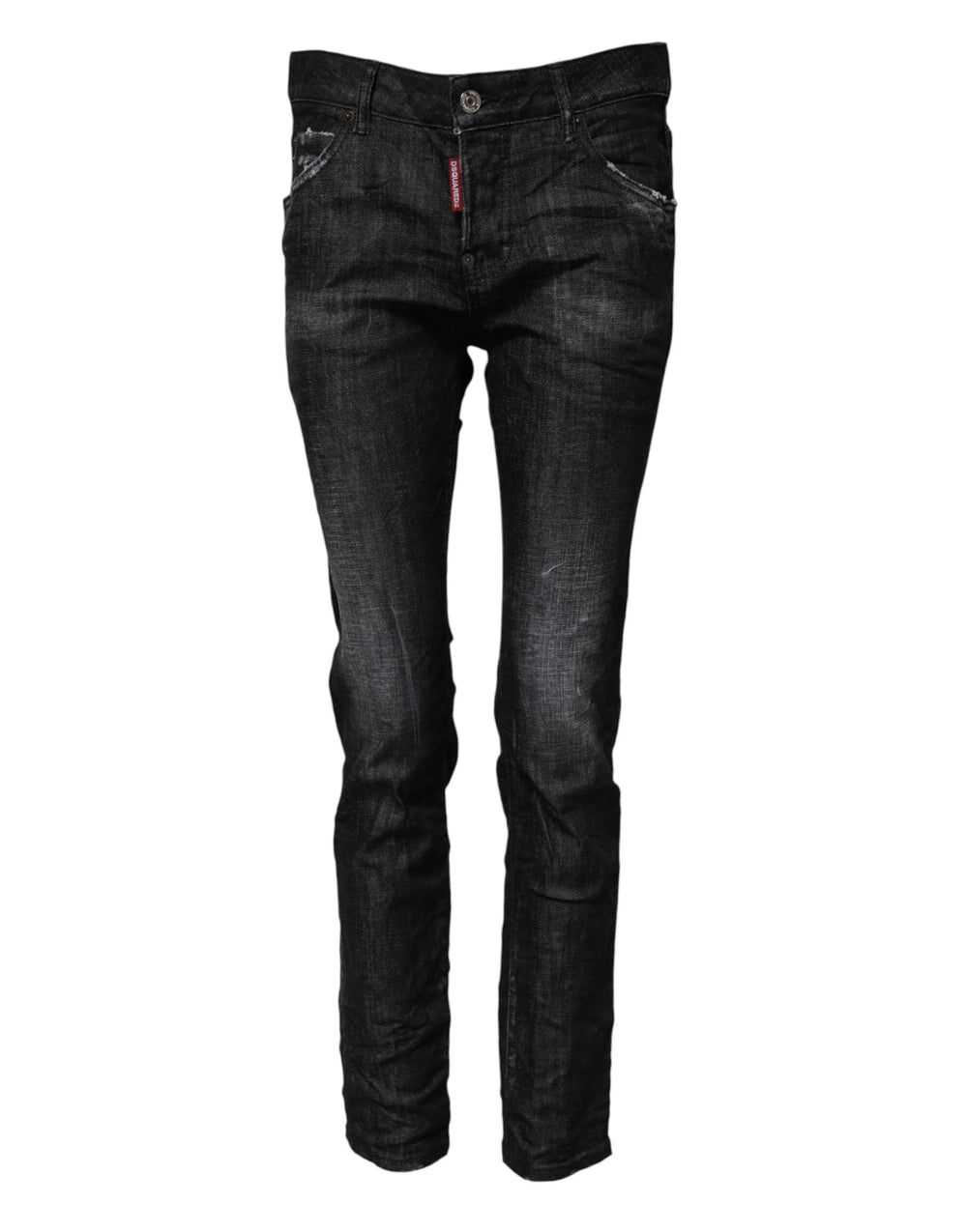 Dsquared² Black Washed Cotton Mid Waist Skinny Jeans - IT38 | XS - Jeans