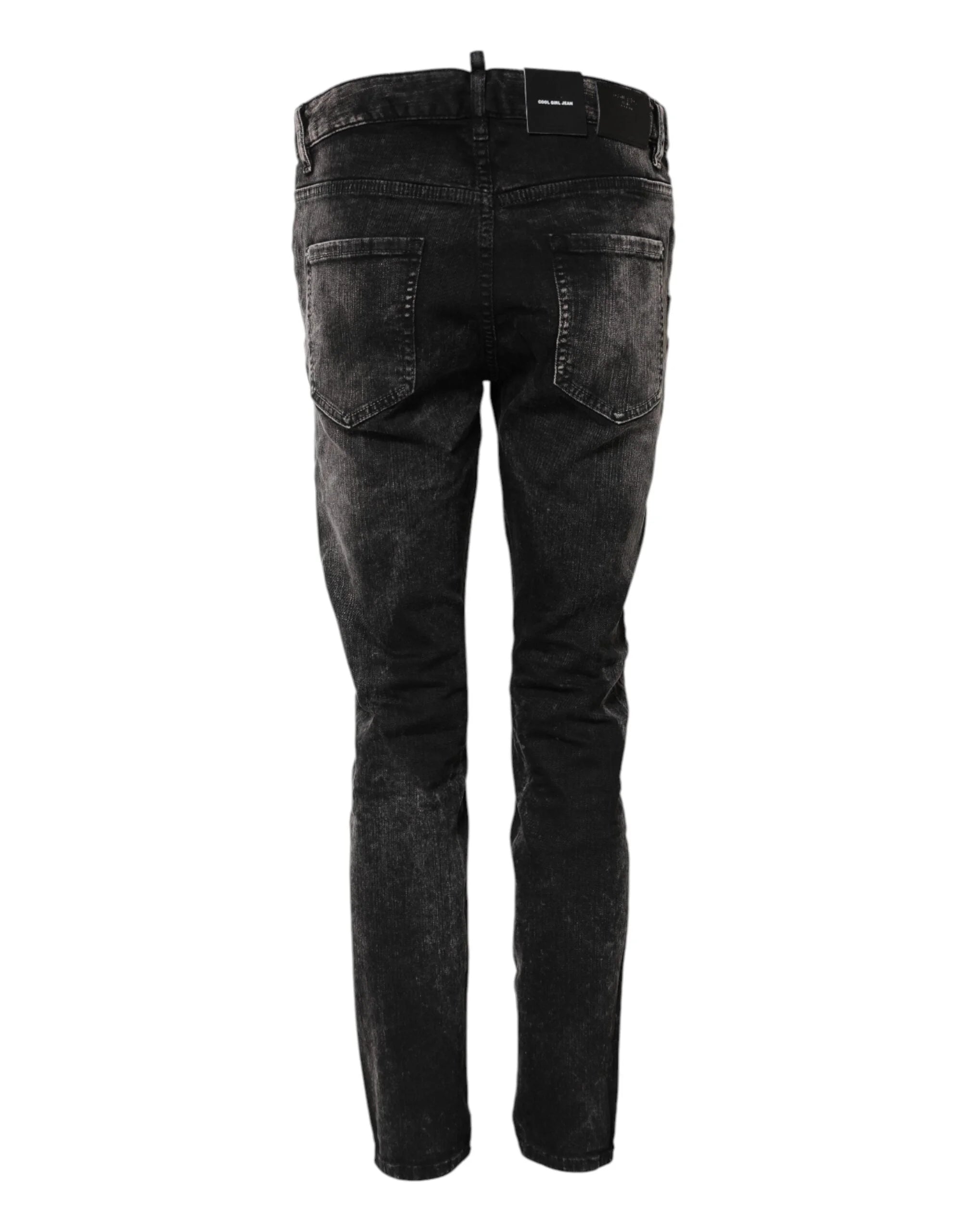 Dsquared² Black Washed Mid Waist Tapered Denim Jeans - IT38 | XS