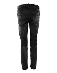 Dsquared² Black Washed Mid Waist Tapered Denim Jeans - IT38 | XS