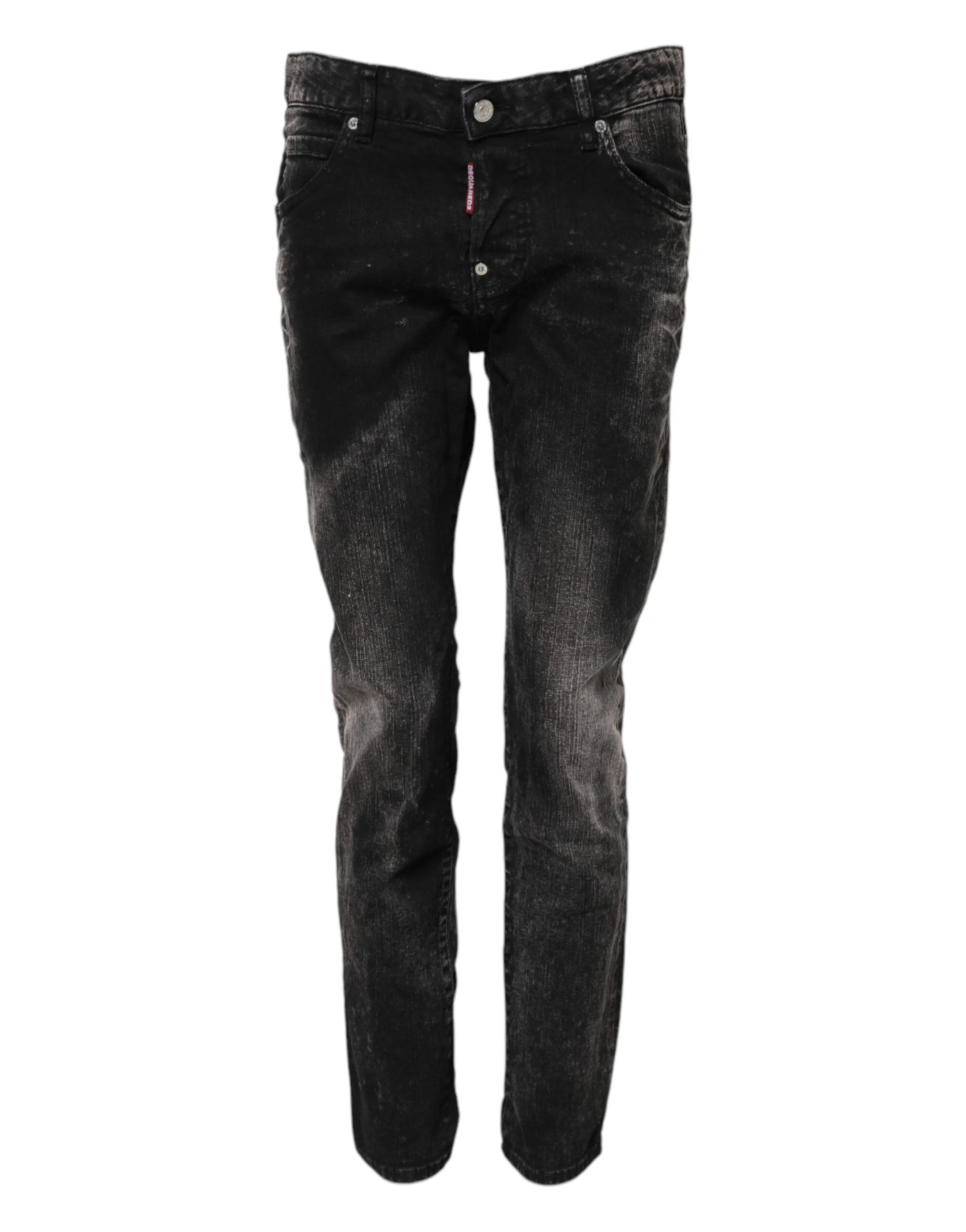 Dsquared² Black Washed Mid Waist Tapered Denim Jeans - IT38 | XS