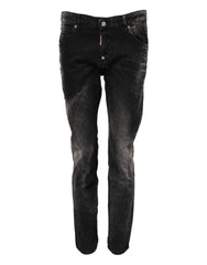 Dsquared² Black Washed Mid Waist Tapered Denim Jeans - IT38 | XS