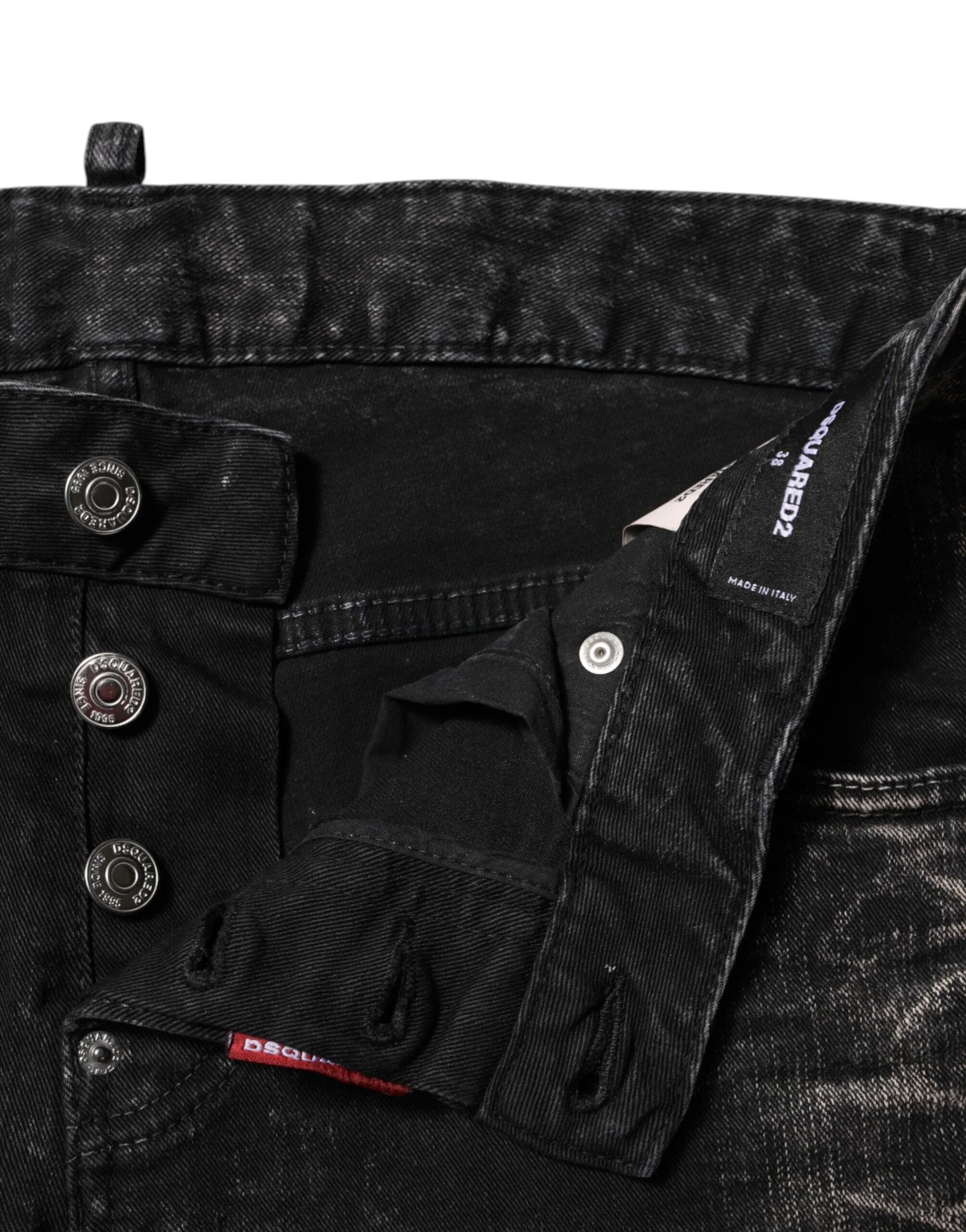 Dsquared² Black Washed Mid Waist Tapered Denim Jeans - IT38 | XS