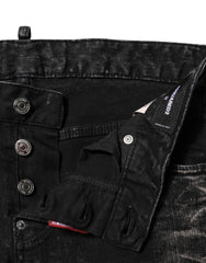 Dsquared² Black Washed Mid Waist Tapered Denim Jeans - IT38 | XS