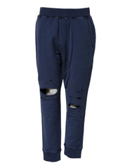 Dsquared² Blue Cotton Mid Waisted Jogger Pants - IT38 | XS - Joggers