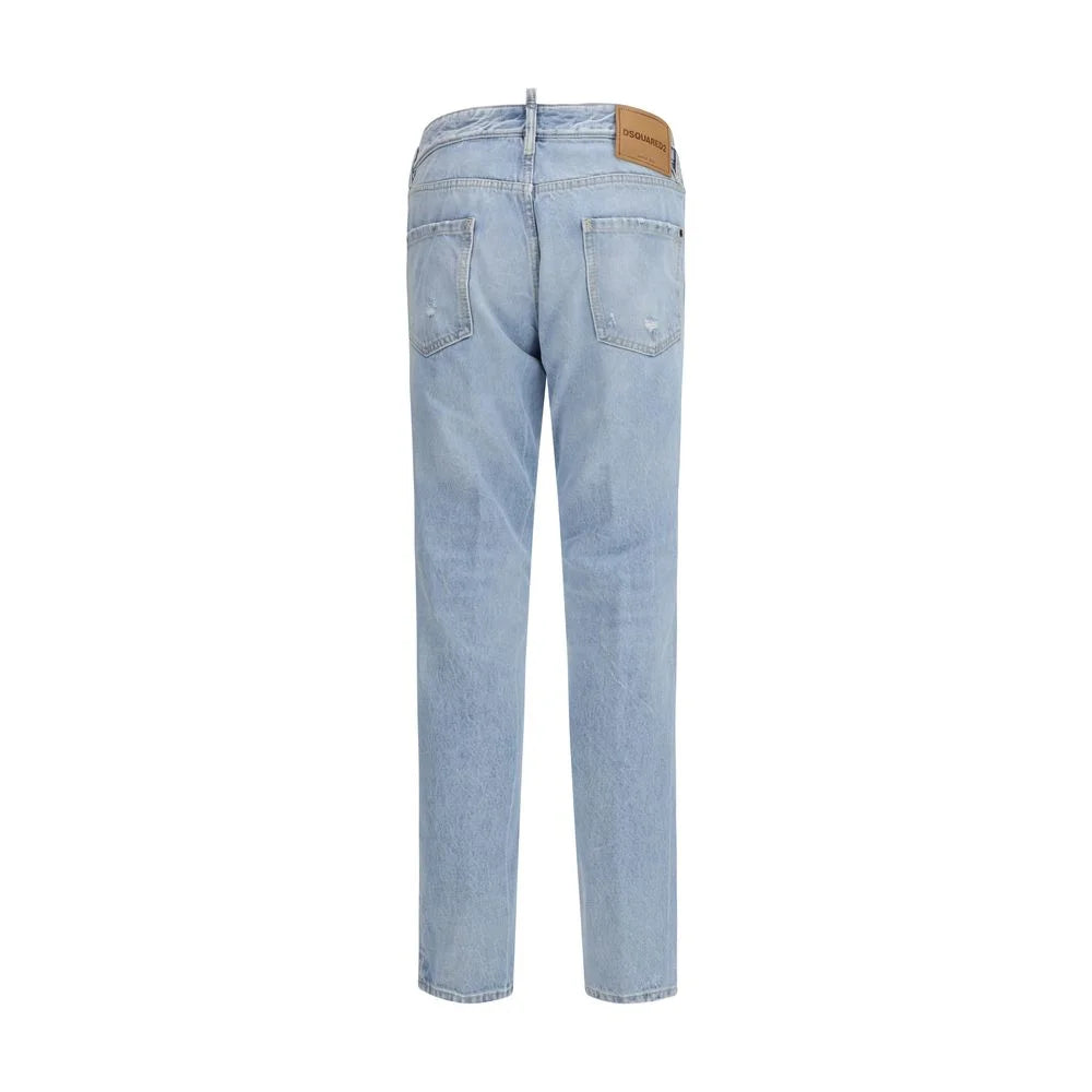 Dsquared² Modré bavlněné rovné džíny - Džíny