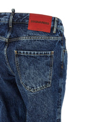 Dsquared² Spodnie jeansowe z bawełny, niebieskie, proste nogawki