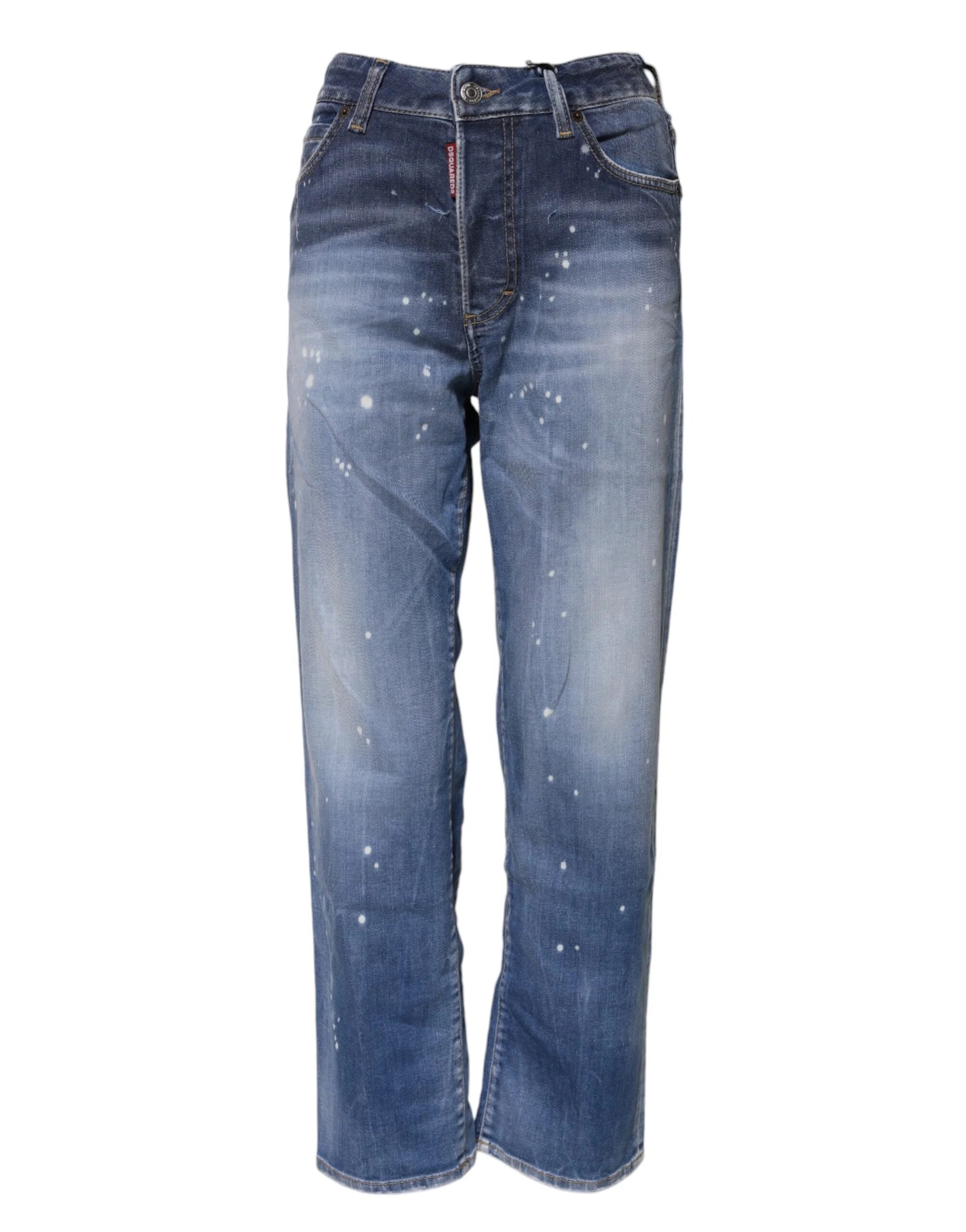 Dsquared² Blue Washed Cotton Mid Waist Straight Jeans - IT38 | XS - Jeans
