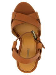 Dsquared² Brown Calfskin Stiletto Heel Sandals