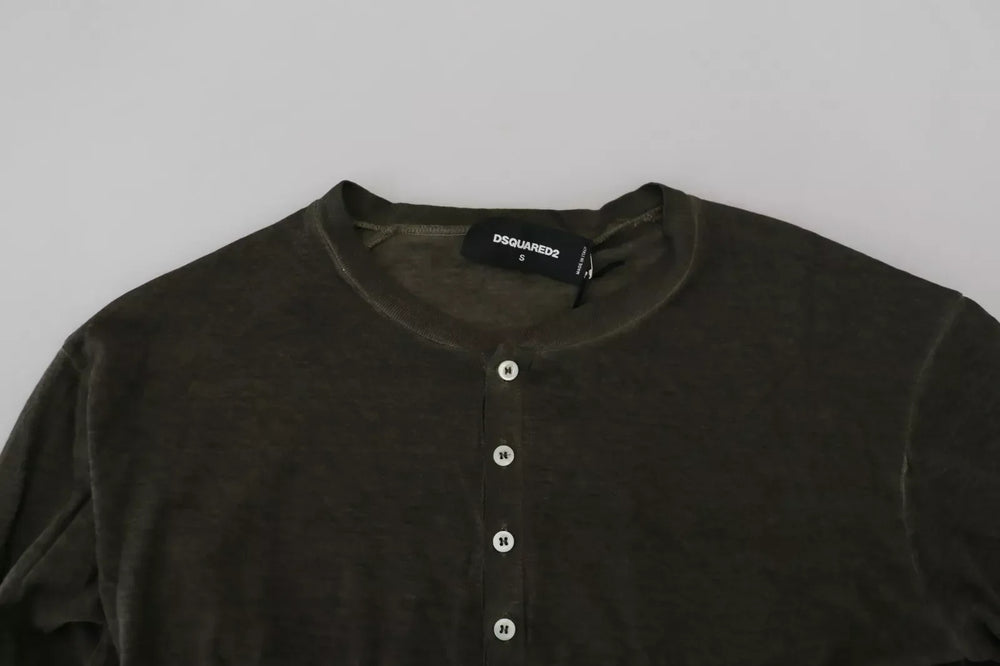 Dsquared² Gray Cotton Linen Long Sleeves Pullover Sweater - IT46 | S - Sweaters