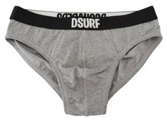 Dsquared² Gray DSURF Logo Cotton Stretch Men Brief Underwear - IT5 | M - Briefs