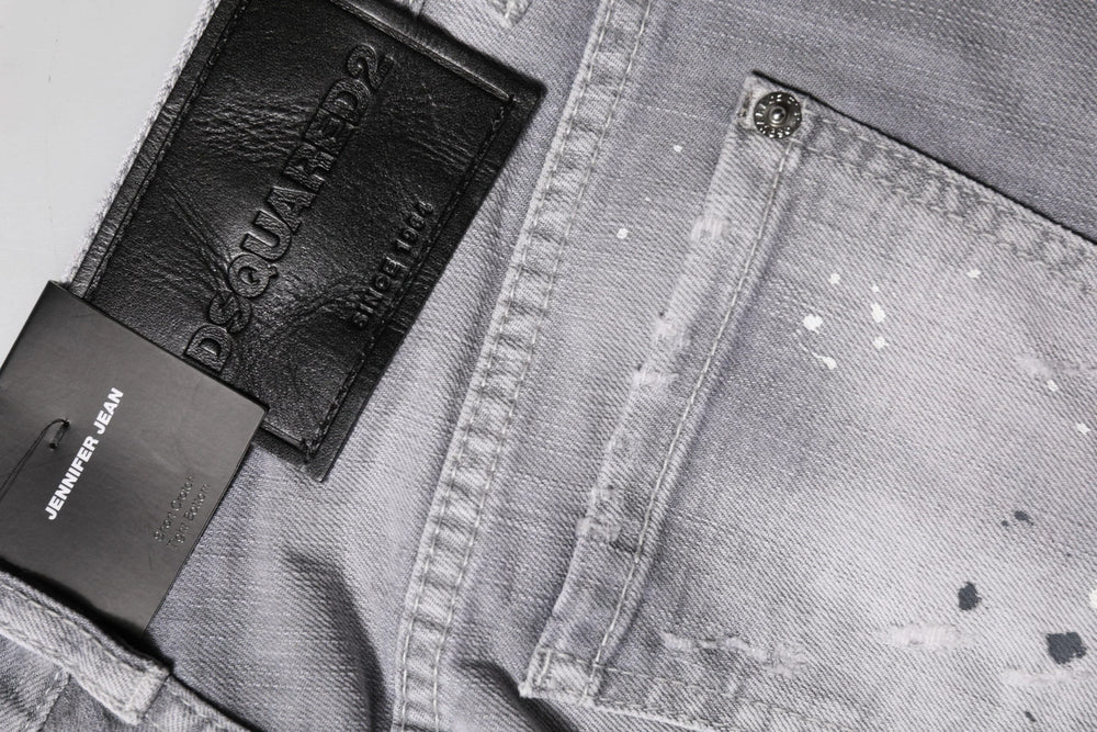 Dsquared² Gray Washed Mid Waist Tapered Denim Jeans - IT38 | XS - Jeans