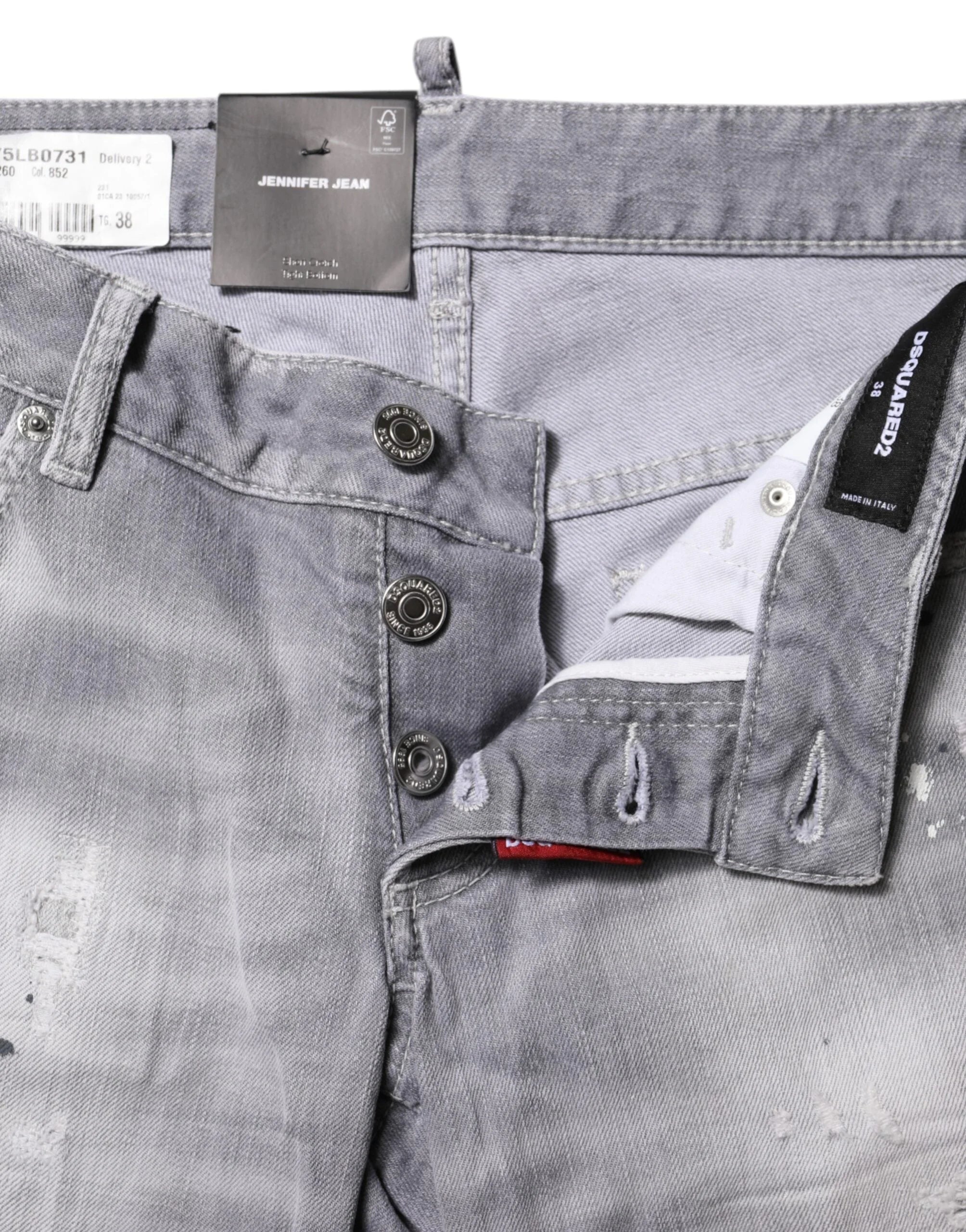 Dsquared² Gray Washed Mid Waist Tapered Denim Jeans - IT38 | XS