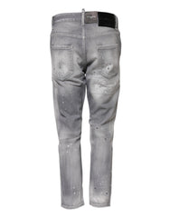 Dsquared² Gray Washed Mid Waist Tapered Jeans - IT38 | XS