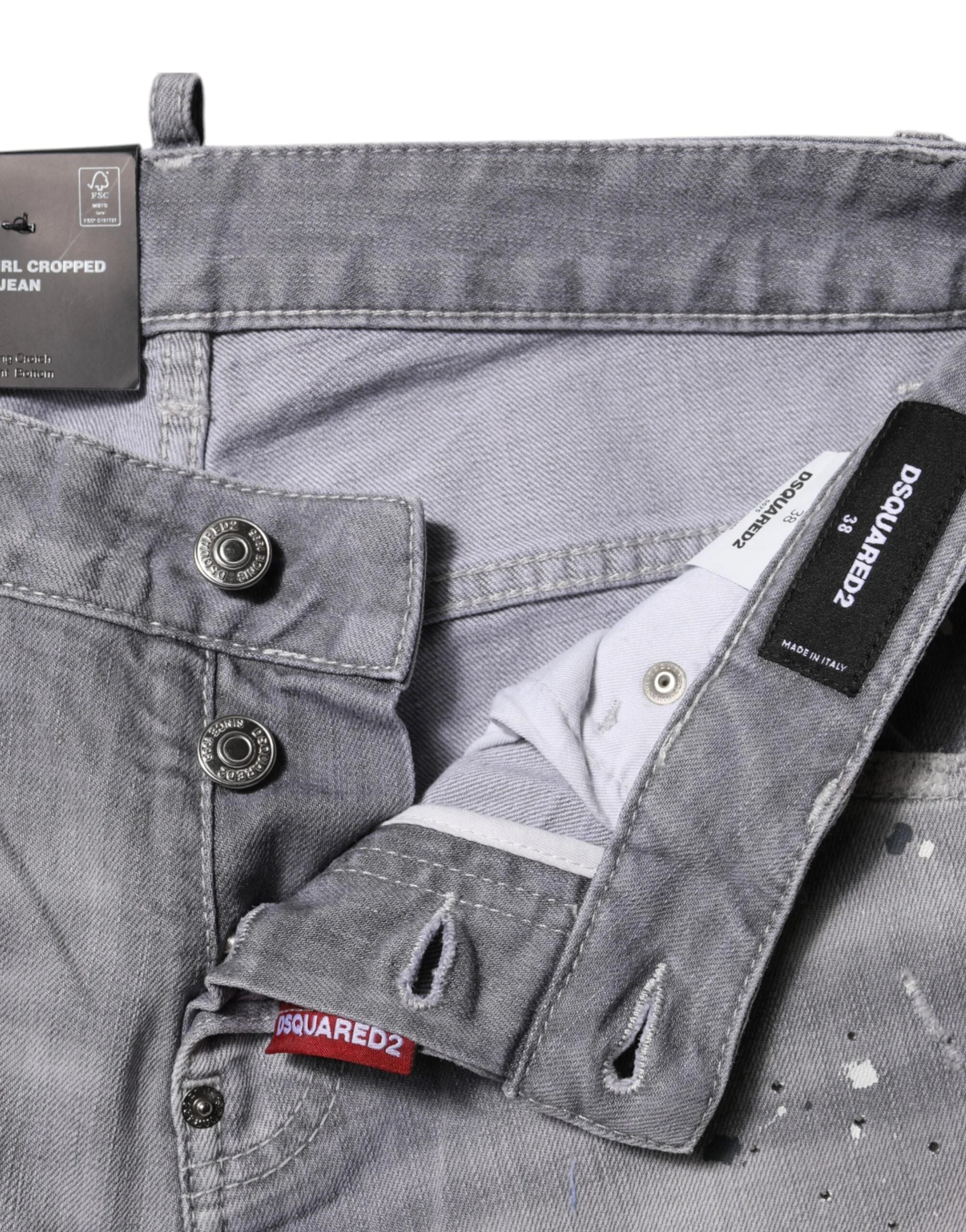 Dsquared² Gray Washed Mid Waist Tapered Jeans - IT38 | XS