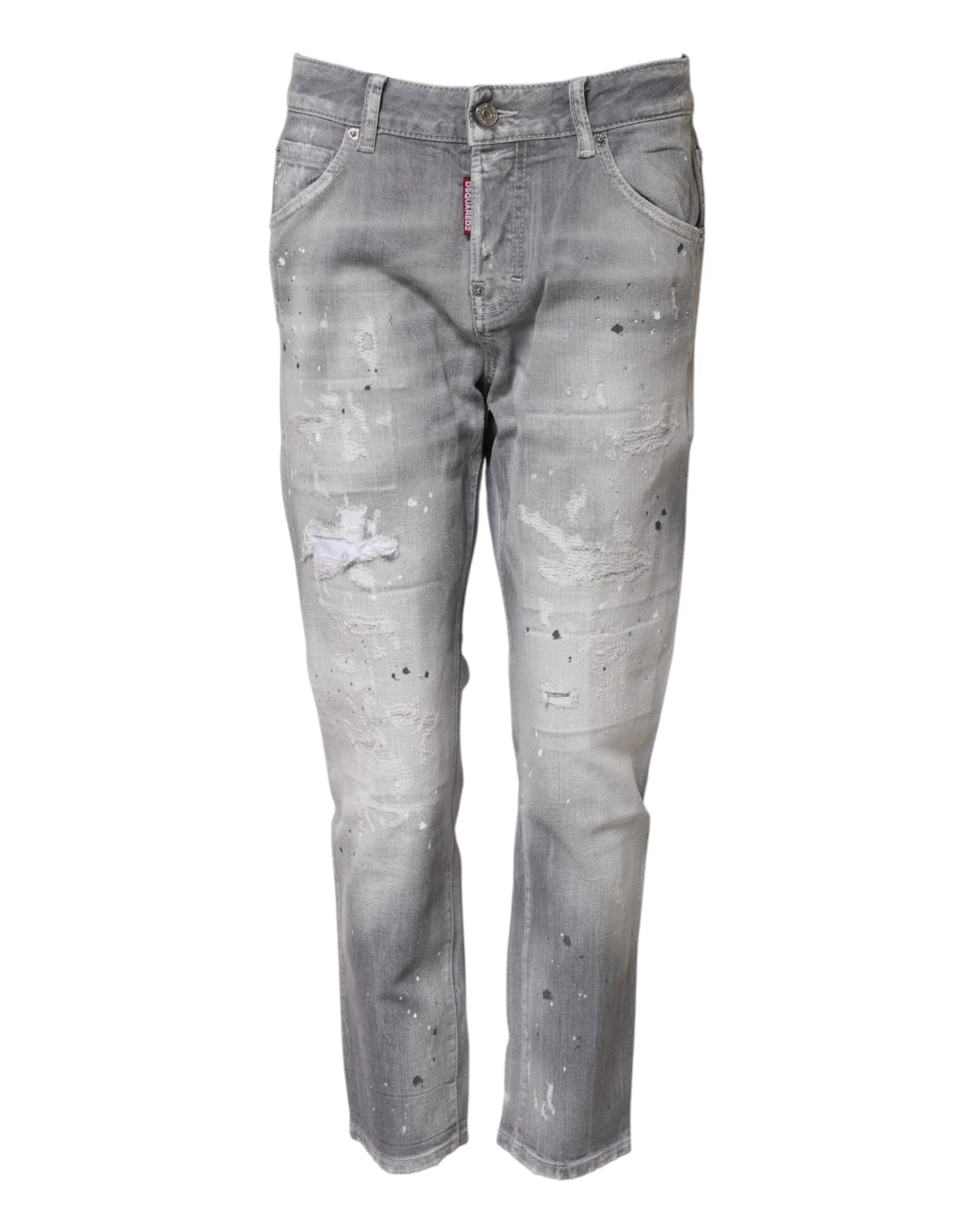 Dsquared² Gray Washed Mid Waist Tapered Jeans - IT38 | XS - Jeans