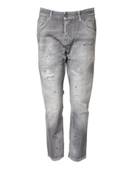 Dsquared² Gray Washed Mid Waist Tapered Jeans - IT38 | XS - Jeans