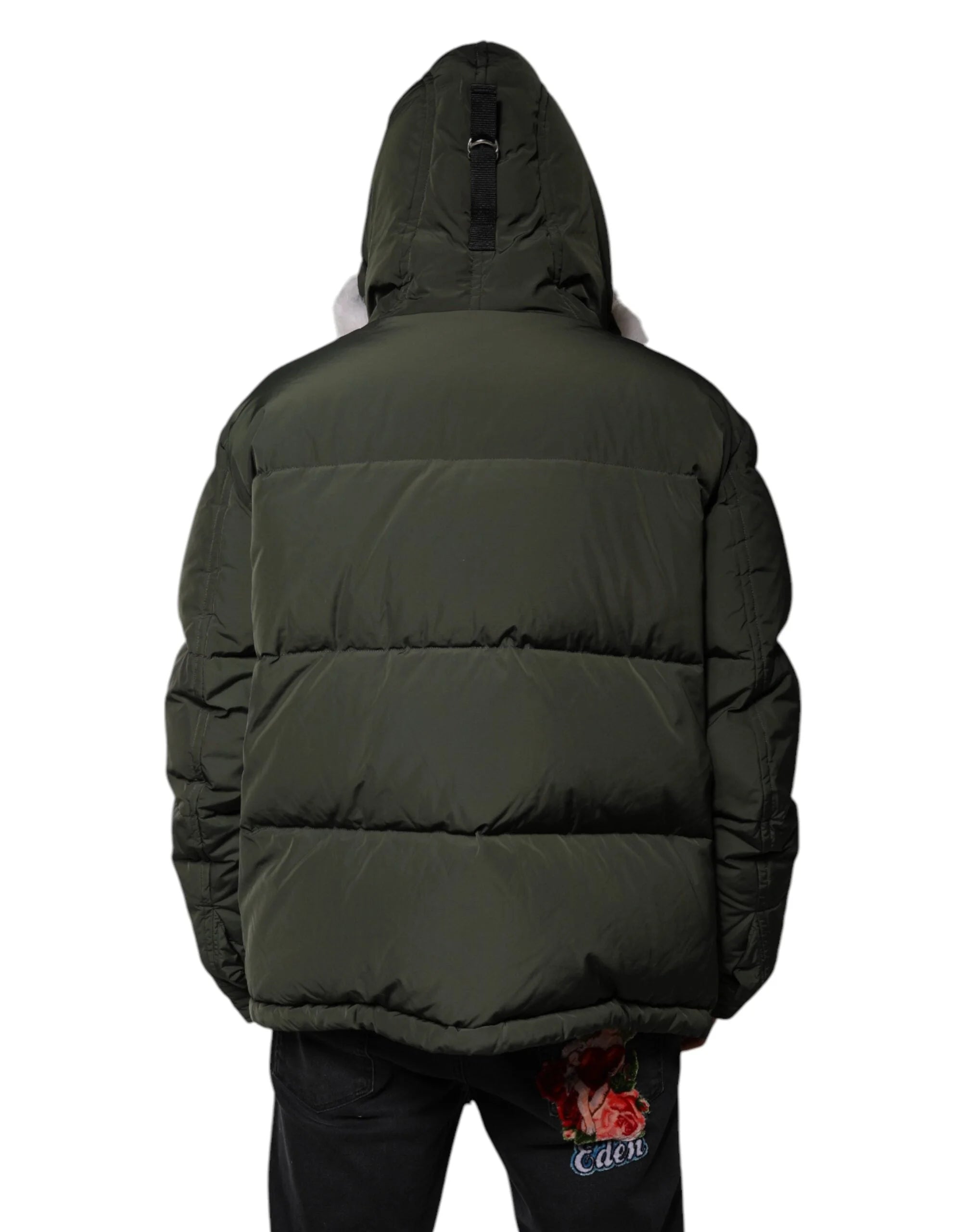 Dsquared² Green Hooded Long Sleeves Fur Shearling Jacket - IT56 | XXL - Parkas