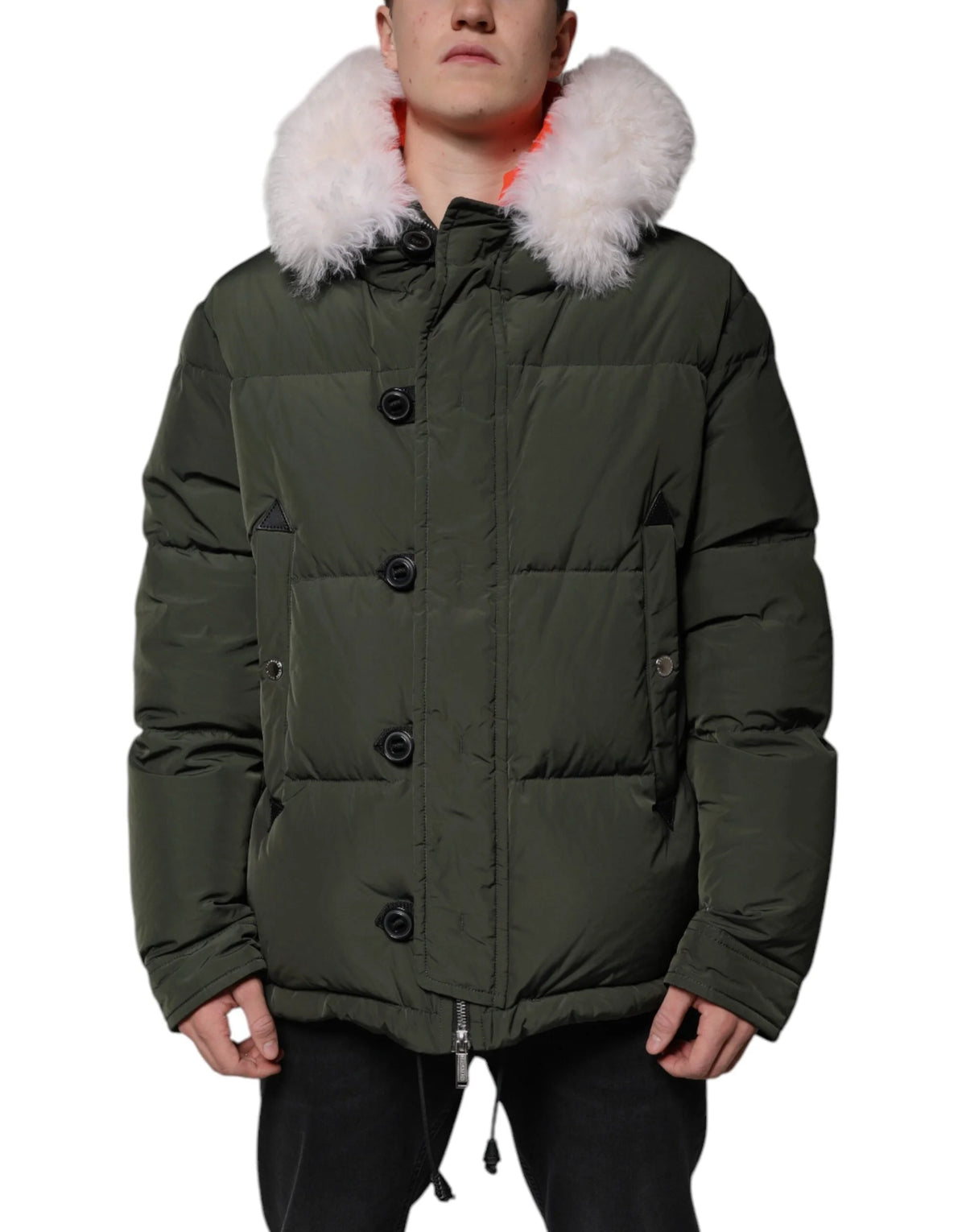 Dsquared² Green Hooded Long Sleeves Fur Shearling Jacket - IT56 | XXL - Parkas