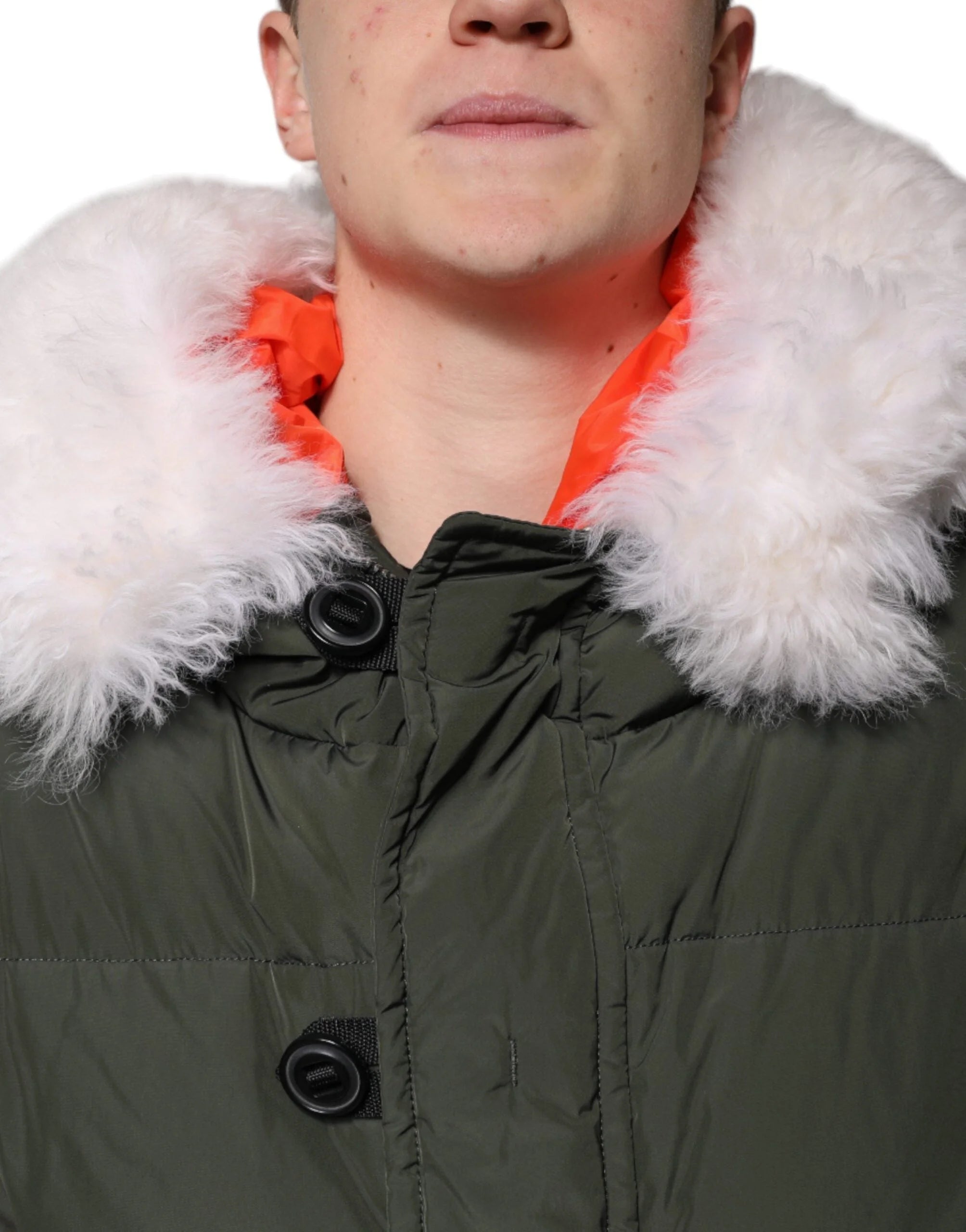 Dsquared² Green Hooded Long Sleeves Fur Shearling Jacket - IT56 | XXL - Parkas