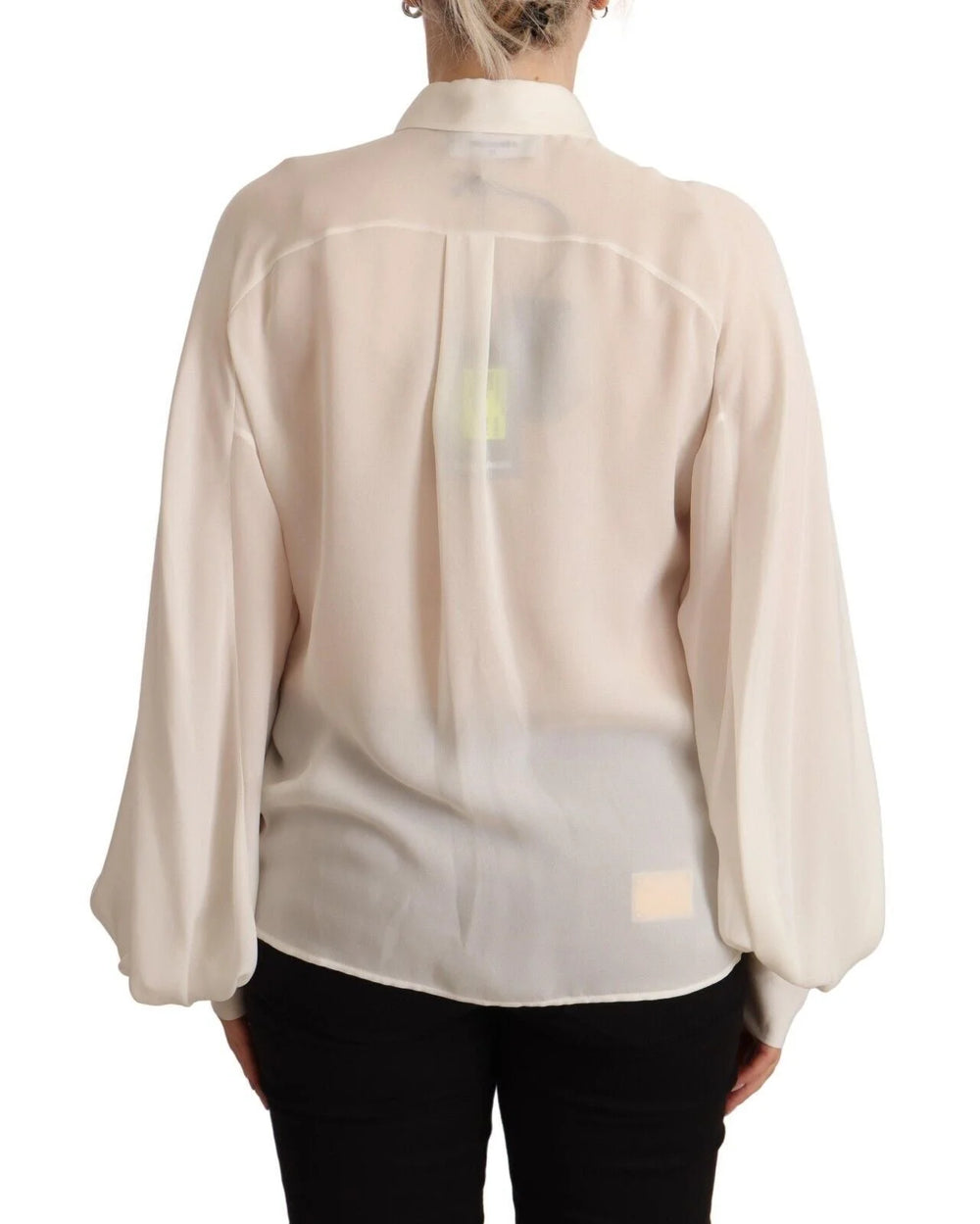 Dsquared² Off White Silk Long Sleeves Collared Blouse Top - IT42|M - Blouses