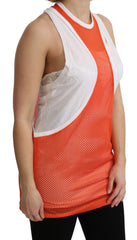 Dsquared² Orange White Crewneck Sleeveless Tank T-shirt Dress Top - M - Tank Tops