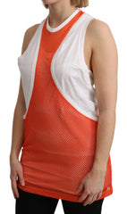 Dsquared² Orange White Crewneck Sleeveless Tank T-shirt Dress Top - M - Tank Tops
