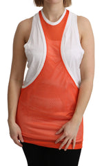 Dsquared² Orange White Crewneck Sleeveless Tank T-shirt Dress Top - M - Tank Tops