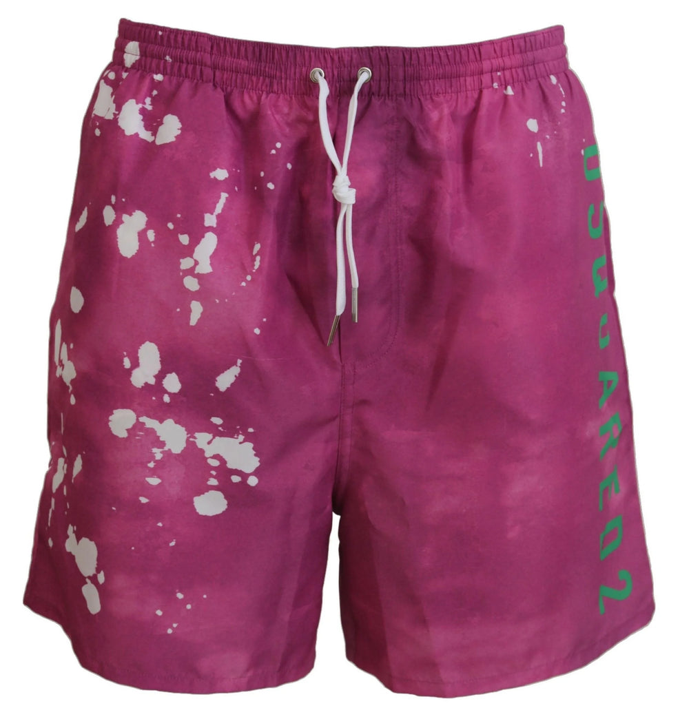 Dsquared² Pink Tie Dye Logo Men Beachwear Shorts Swimwear - IT48 | M - Boardshorts