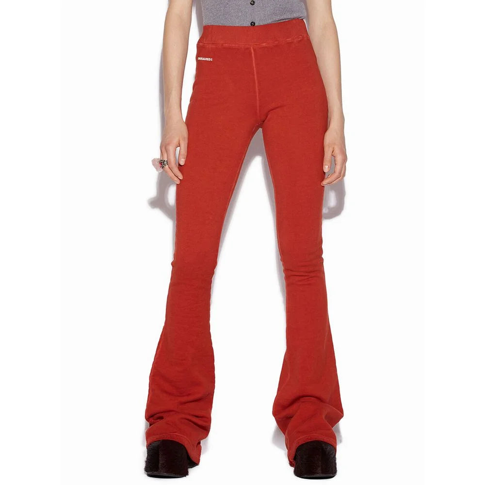 Dsquared² Red Cotton Flared Pant - Sweatpants