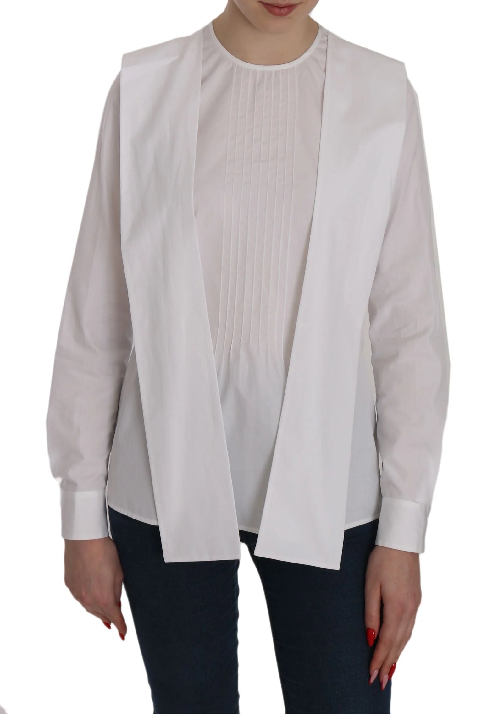 Dsquared² White Crew Neck Long Sleeve Cotton Blouse - IT38|XS - Blouses
