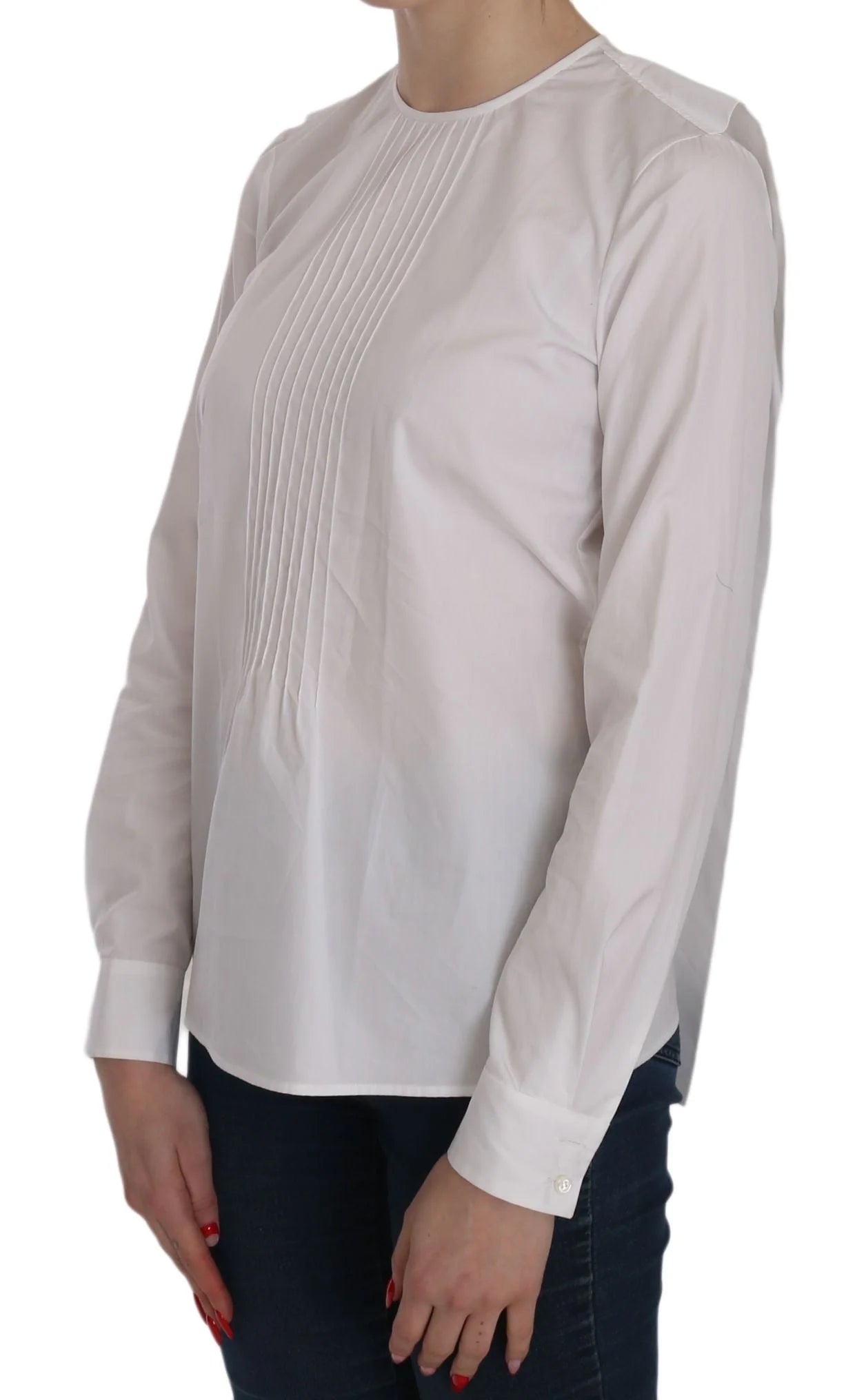 Dsquared² White Crew Neck Long Sleeve Cotton Blouse - IT38|XS - Blouses