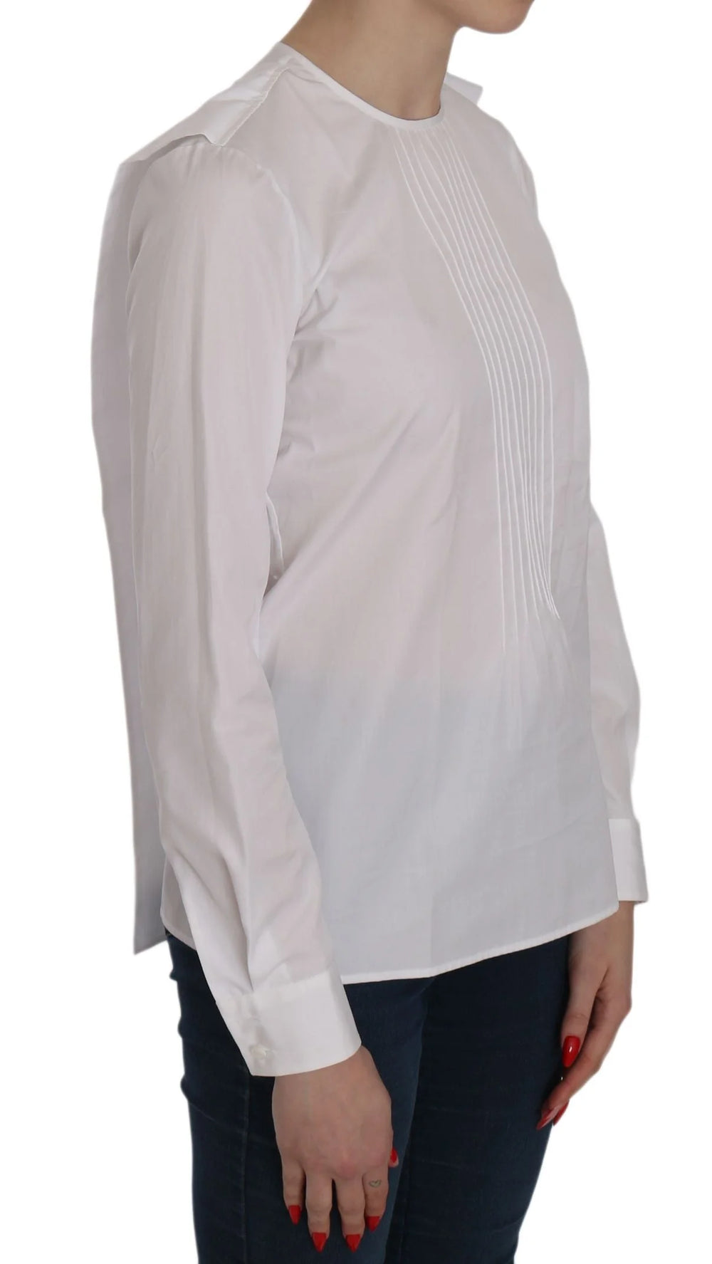 Dsquared² White Crew Neck Long Sleeve Cotton Blouse - IT38|XS - Blouses