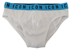Dsquared² White Icon Logo Cotton Stretch Men Brief Underwear - IT5 | M - Briefs